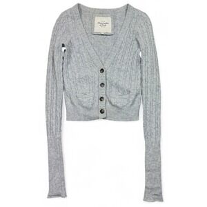 Vintage Y2K Abercrombie & Fitch Cable Knit Cardigan Gray Small